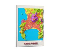 OKNGB Póster de viaje con diseño de geografía de Sudáfrica y Ciudad del Cabo, póster decorativo sobre lienzo para pared e impresión artística moderna para dormitorio familiar, 60 x 90 cm