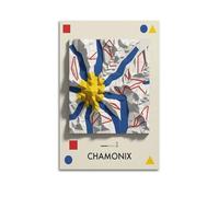 OKNGB Póster de viaje de mapa abstracto de France Chamonix con pintura decorativa en lienzo para pared e impresión artística moderna para dormitorio familiar, pósteres de 20 x 30 pulgadas (50 x 75 cm)