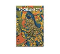 OKNGB Póster de viaje de Vietnam Ho Chi Minh, mapa del terreno de Vietnam, póster decorativo de lienzo para pared e impresión artística moderna para decoración de dormitorio familiar, pósteres de 40 x