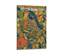 OKNGB Póster de viaje de Vietnam Ho Chi Minh, mapa del terreno de Vietnam, póster decorativo de lienzo para pared e impresión artística moderna para decoración de dormitorio familiar, pósteres de 40 x