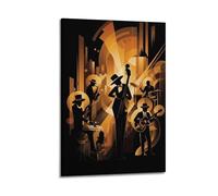 OKNGB Póster decorativo con silueta de banda de jazz vintage, póster decorativo de lienzo para pared e impresión artística moderna para dormitorio familiar, pósteres de 12 x 18 pulgadas (30 x 45 cm)