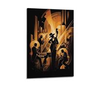 OKNGB Póster estético vintage de los años 20 de la banda de jazz Art Déco, pintura decorativa, lienzo, pósteres de pared e impresión artística moderna para decoración de dormitorio familiar, pósteres