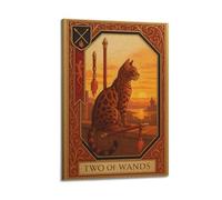 OKNGB Póster medieval de tarot y astrología con dos varitas, póster decorativo de lienzo para pared e impresión artística moderna para decoración de dormitorio familiar, 60 x 90 cm