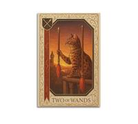 OKNGB Póster medieval de tarot y astrología con dos varitas, póster decorativo de lienzo para pared e impresión artística moderna para decoración de dormitorio familiar, pósteres de 30 x 45 cm