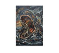 OKNGB Póster religioso de la Biblia Sagrada Jonás y la ballena, cuadro decorativo en lienzo, 40 x 60 cm