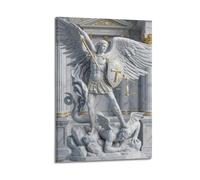 OKNGB Póster religioso de San Miguel Arcángel de Protección Espiritual, impresión moderna en lienzo, arte de pared ideal para familia, sala de juegos, dormitorio de niños y niñas, 60 x 90 cm