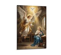 OKNGB Póster retro de la Biblia de Cristo Ángel Gabriel y la Virgen María, moderno lienzo decorativo, arte de pared ideal para familia, sala de juegos, dormitorio de niños y niñas, 40 x 60 cm