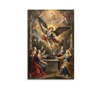 OKNGB Póster retro de la Biblia de Cristo con texto en inglés "He Is Risen" en lienzo decorativo moderno, arte de pared ideal para familia, sala de juegos, dormitorio de niños y niñas, 60 x 90 cm