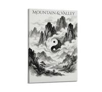 OKNGB Póster taoísta chino Yin Yang Zen Sumi-e con paisaje moderno y decorativo, arte de pared ideal para familia, sala de juegos, dormitorio de niños y niñas, 50 x 75 cm