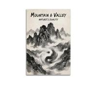 OKNGB Póster taoísta chino Yin Yang Zen Sumi-e con paisaje moderno y decorativo, arte de pared ideal para familia, sala de juegos, dormitorio de niños y niñas, 50 x 75 cm