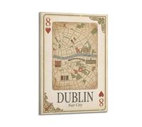 OKNGB Póster vintage de mapa de la ciudad de Dublín, Irlanda, ciudad justa, estilo de cartas, pintura decorativa, lienzo artístico, 50 x 75 cm