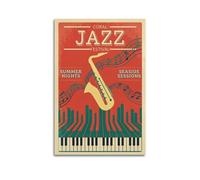 OKNGB Póster vintage de saxofón de jazz, música costera, pintura decorativa, lienzo artístico, 30 x 45 cm