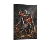 OKNGB Póster vintage medieval de Cristo Templario, arte mágico moderno, decorativo, arte de pared ideal para familia, sala de juegos, dormitorio de niños y niñas, 50 x 75 cm