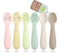 OKONKN Cucharas Bebé Silicona (6 Unid) - Cuchara Bebé Aprendizaje Etapas 1 2 3 - Para Bebés, Niños Pequeños y en Edad de Aprender - Regalo Ideal - Alternativa a Mordedor Bebé (6 Pack-A)