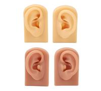 Okovo 2 pares Modelo de oreja de silicona, oreja falsa flexible izquierda y derecha, práctica penetrante reutilizable Modelo de oreja de silicona de acupuntura 3D para el
