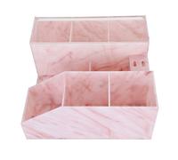 OKOVO Display Rack Organizer, Clear Makeup Organizer, Eyelash Extension Supplies Storage Display Box for Grafting Lash Extension, Home & Eyelash Salon (Marble Pink)