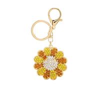 OKOVO Llavero de Girasol con Diamantes de imitación Brillantes de Metal Pulido Lindo Llavero Bolsa Adorno para Aniversario de Acción de Gracias (Serie Amarilla)