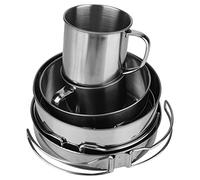 OKOVO Tazón de barbacoa de acero inoxidable de 8 piezas, utensilios de cocina para acampar, juego de olla plegable portátil para picnic al aire