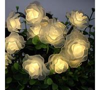 OKQYIMAQQ Guirnalda de luces solares de flores para exteriores, 4,5 m, 20 LED, cadena de luces solares impermeables, 8 modos para jardín y patio (blanco cálido)