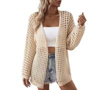OKSakady Ligero Adecuado para All Season Cárdigan para las Mujeres Jersey Crochet Suéteres, beige, XL
