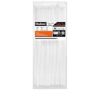 Oksdown Paquete de 100 bridas de plástico grueso de color blanco, resistentes, grandes, de 400 mm x 7,6 mm, de nailon fuerte, autobloqueante, 40 cm, extra largas y transparentes, para corbatas