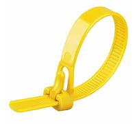 Oksdown Paquete de 100 bridas gruesas amarillas, resistentes, grandes, 300 x 7,6 mm, plástico de nailon fuerte, autobloqueo, 30,5 cm, extra largas, color amarillo