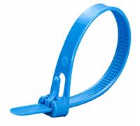 Oksdown Paquete de 100 bridas gruesas de color blanco, resistentes, grandes, 200 mm x 7,6 mm, plástico de nailon fuerte, autobloqueo, 20,3 cm, extra largas, color azul