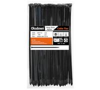 Oksdown Paquete de 100 bridas gruesas negras resistentes grandes de 250 mm x 7,6 mm, plástico de nailon fuerte, autobloqueo, 25 cm, extra largas
