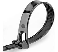 Oksdown Paquete de 100 bridas reutilizables negras de 200 mm x 7,6 mm, de nailon, resistentes, grandes, de plástico liberable, gruesas, 20 cm
