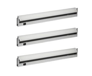 Oktaplex 3x Luminaria bajo armario cocina Tira LED 800lm Alu 10W 230 V blanco neutro 4000K 60cm Luminaria bajo armario Rota orientable con interruptor