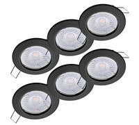 Oktaplex 6x Focos Empotrables LED Sedan con Módulo LED 4,8W 4000K 230V 380lm Blanco Cálido 110° Ojos de Buey Color Negro para Techo 60mm Redondo