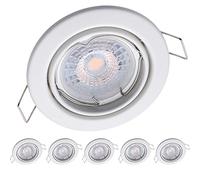 Oktaplex 6x Focos Empotrables Techo Giratorios Blancos Dijon y Módulos LED Intensidad Regulable 5W 3000K 230V 380Lm Luz Blanca Cálida - Redondo Ø68