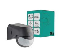 Oktaplex Ana Detector de Movimiento Exterior Giratorio 230 V IP44 180° Sensor de Movimiento 12 m de Alcance Antracita de Montaje en Superficie Sensor infrarrojo