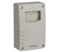 Oktaplex Bela - Interruptor para exteriores con temporizador de extinción IP65, 230 V, color gris-blanco, sensor crepuscular ajustable