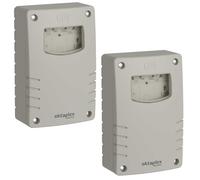 Oktaplex Bela - Juego de 2 interruptores crepusculares para exteriores con temporizador de extinción IP65 230 V, color gris y blanco