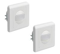 Oktaplex ELA Juego de 2 detectores de Movimiento empotrables Sensor de Infrarrojos 160° Alcance 9m 230V Caja de Pared de cavidades Blanco con Sensor crepuscular