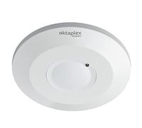 Oktaplex IDA Detector de Movimiento de Techo Sensor de Alta frecuencia Plano 360° Alcance 2-16m Detector de Presencia 230V Blanco con Sensor crepuscular