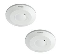 Oktaplex IDA Juego de 2 detectores de Movimiento de Techo Sensor de Alta frecuencia Plano 360° Alcance 2-16m Detector de Presencia 230V Blanco con Sensor crepuscular