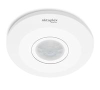 Oktaplex Ina - Detector de movimiento interior (360 grados, 8 m, alcance LED, adecuado blanco, montaje aparente, 230 V, con sensor crepuscular)