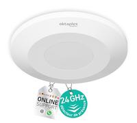 Oktaplex Isa Detector de presencia en techo blanco, ultraplano de 22 mm, sensor de radar de 24 GHz para detección de presencia, detector de movimiento de 360° RF, montaje en superficie