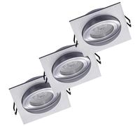 Oktaplex - Juego de 3 focos empotrables con módulo LED Lyon orientables, 4,8 W, 4000 K, 230 V, 380 lm, color blanco neutro, aluminio, rectangular, tamaño del orificio de 80 mm
