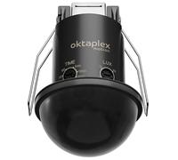 Oktaplex Kim 360° Sensor de movimiento de empotrar IP54 negro | Sensor PIR de 8 m, sensor de movimiento exterior, detector de movimiento, techo interior