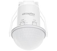 Oktaplex Kim - Detector de movimiento (360 grados, IP54, sensor PIR, alcance de 10 m, sensor de movimiento interior), color blanco