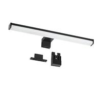 Oktaplex Lampara de Baño 40cm Negro 4000K Montaje 3 en 1 Luz blanca neutra 8W 570Lm IP44 Lampara Pared o Armario Aplique LED Pinza Espejo