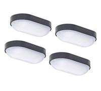 Oktaplex lighting, 4 Unidades Lámpara de pared 9W, IP65, 4000K, 800lm, Luz de pared blanca neutra para sótano, ático, garaje, trastero, Negro