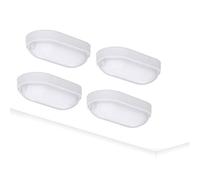 Oktaplex lighting, 4 Unidades, Lampara de pared, 9W, IP65, 800lm, 4000K Blanco neutro, Luz de pared ovalada para sótano, ático, trastero, Blanca