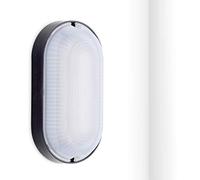 Oktaplex lighting Lámpara de sótano Base ovalada con cableado pasante, 9 W, 4000 K, blanco neutro, 800 lm, lámpara LED para sótanos, IP65, lámpara ovalada, color negro