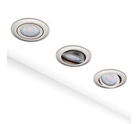 Oktaplex lighting Pack de 3 Focos LED Interior de Techo 5W 3000K 350lm 230V IP20 RA 90 Blanco cálido Extraplano 30mm Ojos de Buey LED Niquel Cepillado