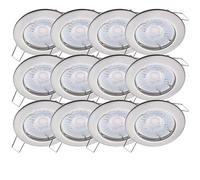 Oktaplex Lighting Set de 12 focos LED empotrables Sedan - con módulo LED 4,8 W 4000 K 230 V 380 lm blanco neutro 110° - Spot de acero inoxidable cepillado medida de orificio 60 mm