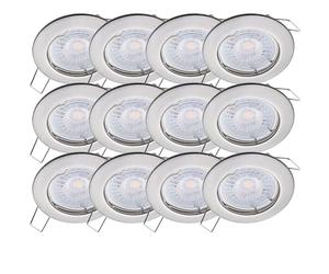 Oktaplex Lighting Set de 12 focos LED empotrables Sedan - con módulo LED 4,8 W 4000 K 230 V 380 lm blanco neutro 110° - Spot de acero inoxidable cepillado medida de orificio 60 mm